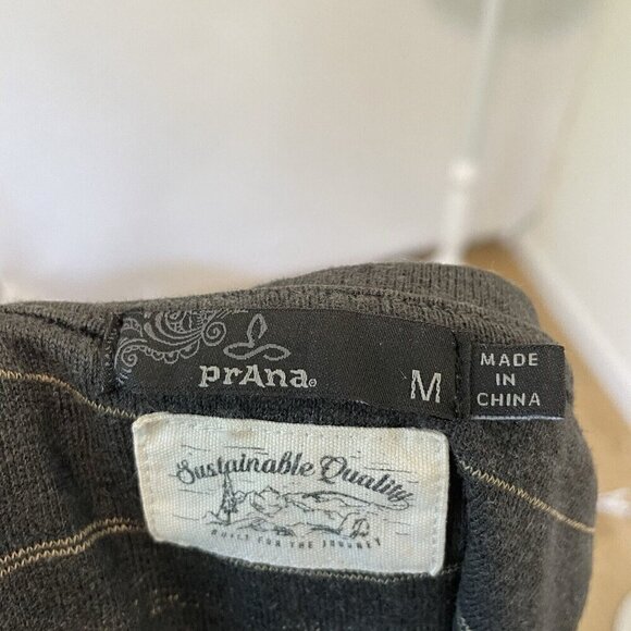 prAna Stripe Jersey Knit T-Shirt Dress Short Sleeve Pockets Gray size Medium - Picture 7 of 7